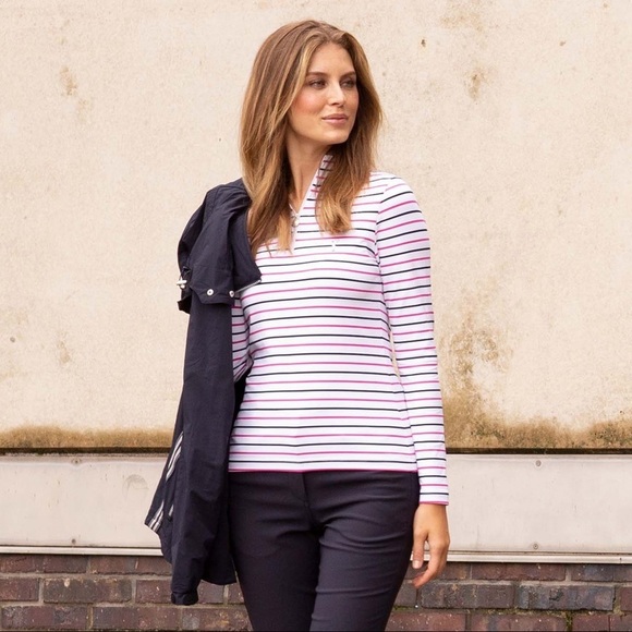 GOLFINO THE MELISSA TROYER (STRIPED DRY COMFORT) 1/4 Zip Pullover - Picture 1 of 9